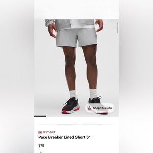 Like New! Men’s Lululemon Pace Breaker Lined Shorts 5” Gray Pattern Sz Medium